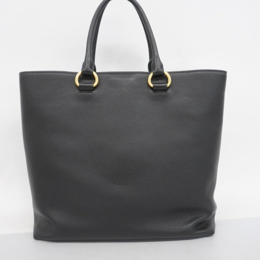 PRADA Black Leather Tote Bag with Gold Hardware - Picture 3 of 11